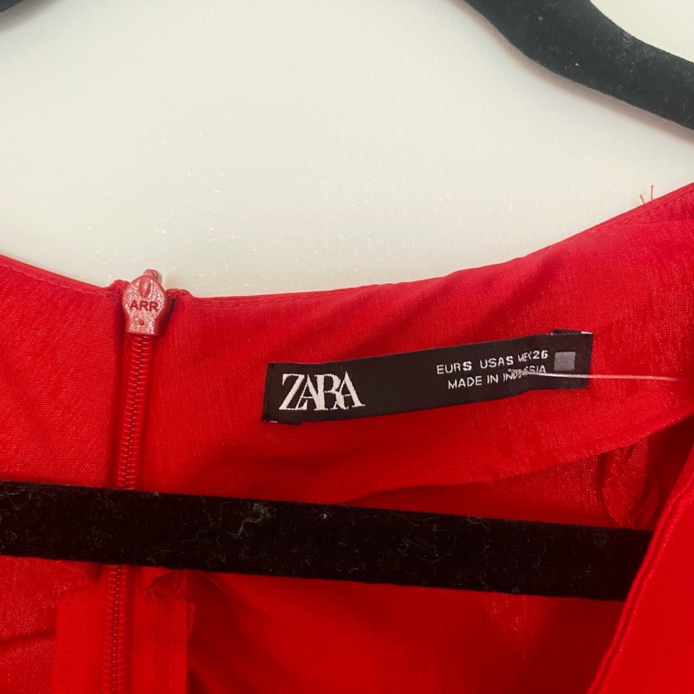 NWOT ZARA | Rare Red Cocktail Draped Mini Dress | S - Picture 4 of 9
